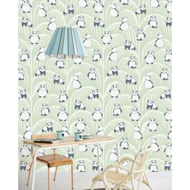 Panda vihrea elaintapetti lastenhuoneeseen Eijffingerilta 399120 kuva