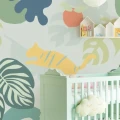 Jungle vaalea monivarinen viidakkotapetti lastenhuoneeseen 399123