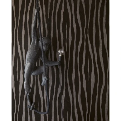 Zebra musta raidallinen nahkakuvioitu tapetti pinta osittain samettinen Eijffingerilta 300551 image