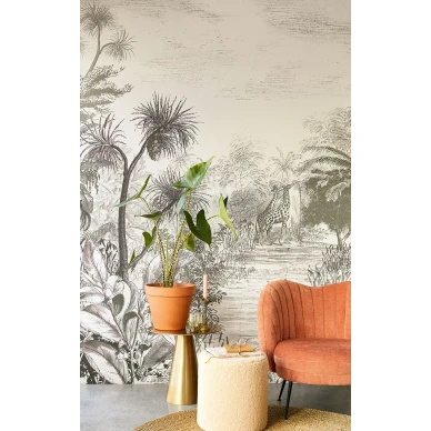 Dreamy Jungle mustavalkoinen viidakkotapetti Eijffingerilta 300621 kuva