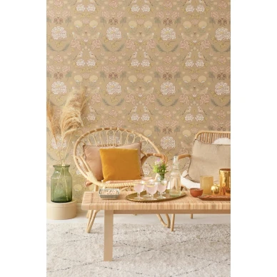 June beige lintutapetti olohuoneeseen Majvillanilta 136 03 image