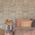June vihrea lintutapetti makuuhuoneeseen Majvillanilta 136 02