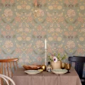 June vihrea monivarinen lintutapetti ruokailuhuoneeseen Majvillanilta 136 02