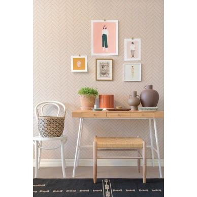 Herringbone beige graafinen tapetti Majvillan 144 01 image