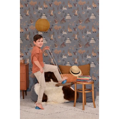 Deep Forest sininen elaintapetti lastenhuoneeseen Majvillan 145 02 kuva