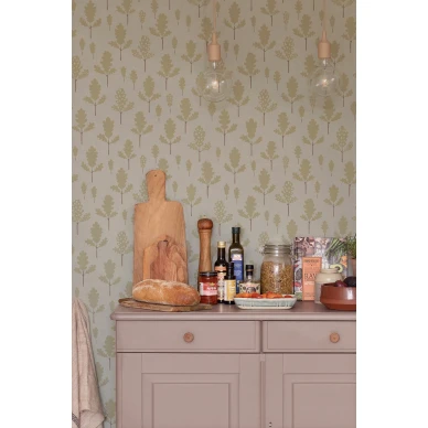 Oak sini harmaa lehtitapetti Majvillanilta 146 02 image