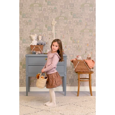 Dollhouse liila nukketalotapetti lastenhuoneeseen Majvillan 147 02 kuva