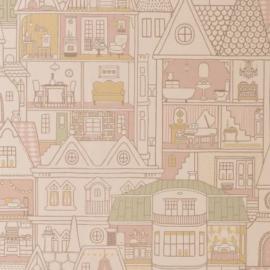 Dollhouse roosa nukketalotapetti Majvillan 147 03 kuva