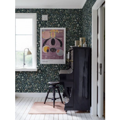 Stig Lindberg Herbarium sininen kukkatapetti olohuoneeseen Borastapeter image