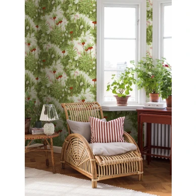 Arne Jacobsen Kejsarkrona vihrea kukkatapetti olohuoneeseen Borastapeter image