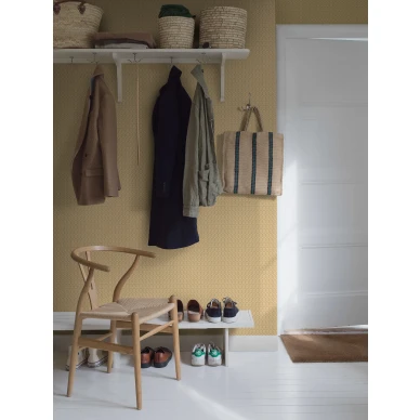 Arne Jacobsen Ypsilon keltainen graafinen tapetti eteiseen Borastapeter image