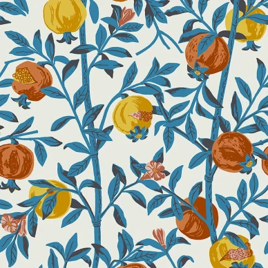 Gocken Jobs Granatapple sininen kukkatapetti Borastapeterilta kuva