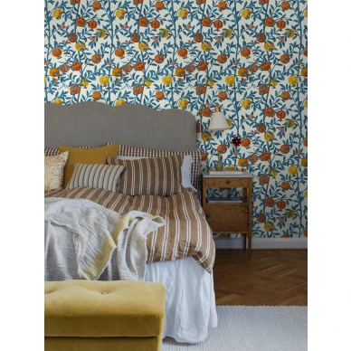 Gocken Jobs Granatapple sininen kukkatapetti makuuhuoneeseen Borastapeterilta kuva