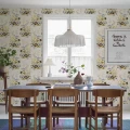 Lisbet Jobs Fagelbo vaalea kukkatapetti ruokailuhuoneeseen Borastapeterilta