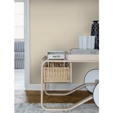 Alvar Aalto M.I.T beige ruudullinen olohuoneentapetti Borastapeter image