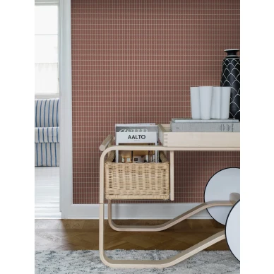 Alvar Aalto M.I.T punainen ruudullinen olohuoneen tapetti Borastapeter image