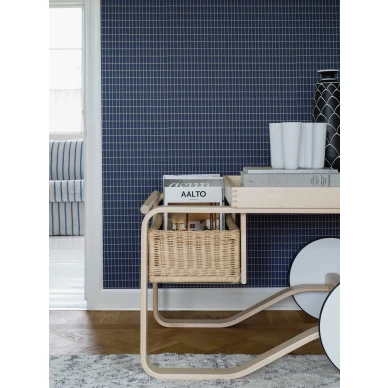 Alvar Aalto M.I.T sininen ruudullinen olohuoneeentapetti Borastapeter image
