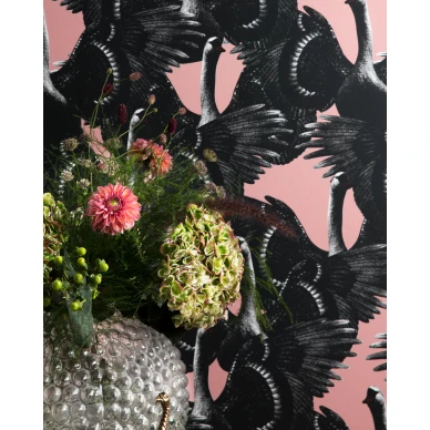 Swan Lake roosa lintutapetti olohuoneeseen kuva