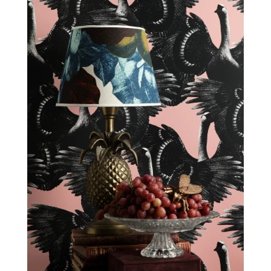 Swan Lake roosa lintutapetti ruokailuhuoneeseen kuva