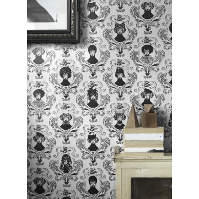 Tillsammans mustavalkoinen koiratapetti makuuhuoneeseen Studio Lisa Bengtsson image