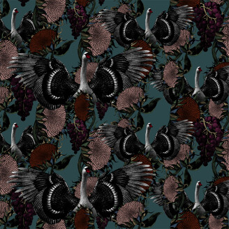 Firebird suurikuvioinen lintutapetti Studio Lisa Bengtsson kuva