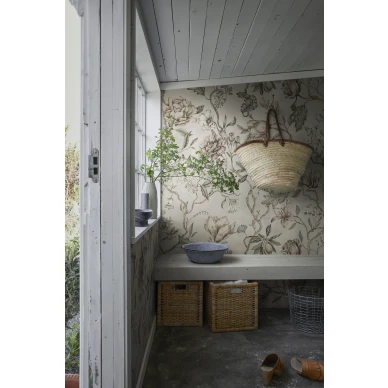 Beige kukkatapetti eteiseen Belinda Sandbergilta S10361 image