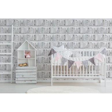 Botany Library vaalea kirjatapetti lastenhuoneeseen Sandudd 103837 kuva