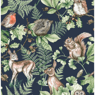 Woodland Animals sininen elaintapetti Sandudd kuva