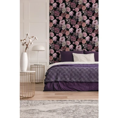 Pandora Drama roosa isokukkainen valokuvatapetti makuuhuoneeseen Sandudd 108697 image