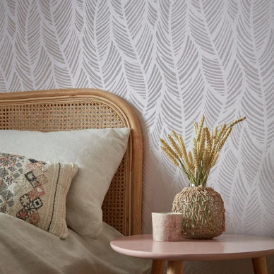 Bramble roosa kimallettava lehtitapetti makuuhuoneeseen 1838 Wallcoverings kuva