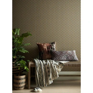 Rattan musta kultainen graafinen tapetti olohuoneeseen 1838 Wallcoverings kuva