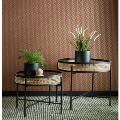 Rattan oranssi graafinen tapetti olohuoneeseen 1838 Wallcoverings kuva