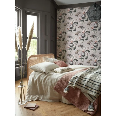 Water Lilies roosa kukkatapetti makuuhuoneeseen 1838 Wallcoverings kuva