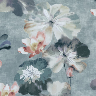 Water Lilies vihrea kukkatapetti 1838 Wallcoverings image