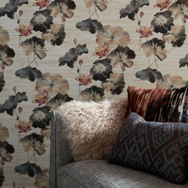 Water Lilies kudottu kukkatapetti olohuoneeseen 1838 Wallcoverings kuva