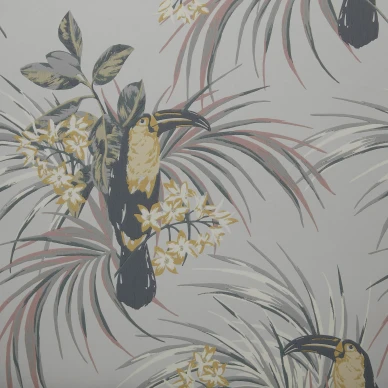 Le Toucan harmaa lintutapetti 1838 Wallcoverings kuva