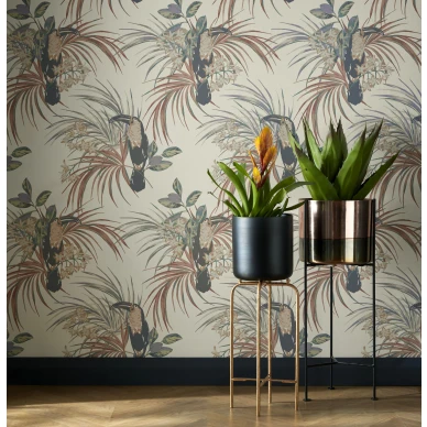 Le Toucan monivarinen lintutapetti olohuoneeseen 1838 Wallcoverings kuva