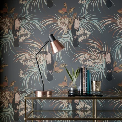 Le Toucan musta monivarinen lintutapetti 1838 tyohuoneeseen Wallcoverings kuva