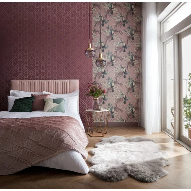 Le Toucan sininen lintutapetti makuuhuoneeseen 1838 Wallcoverings kuva