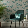 Clarice vihrea retro kukkatapetti olohuoneeseen 1838 Wallcoverings