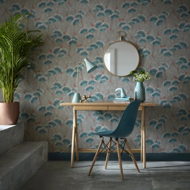 Clarice vihrea retromainen kukkatapetti 1838 Wallcoverings image