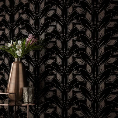 Astoria musta samettinen tapetti olohuoneeseen 1838 Wallcoverings kuva