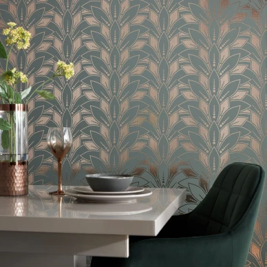 Astoria vihrea kimallettava tapetti tyohuoneeseen 1838 Wallcoverings kuva
