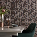 Metro musta kulta graafinen art deco tapetti ruokailuhuoneeseen 1838 Wallcoverings