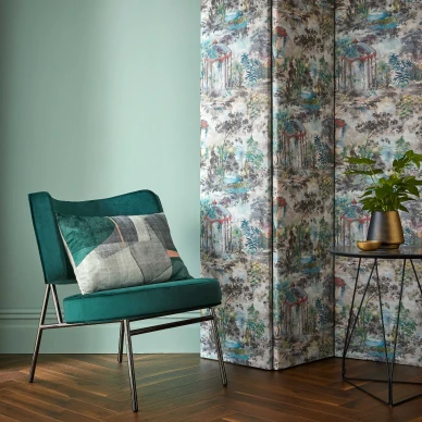 Pavilion vihrea maisematapetti olohuoneeseen 1838 Wallcoverings kuva