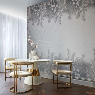 Trailing Magnolia harmaa kukkatapetti ruokailuhuoneeseen 1838 Wallcoverings kuva
