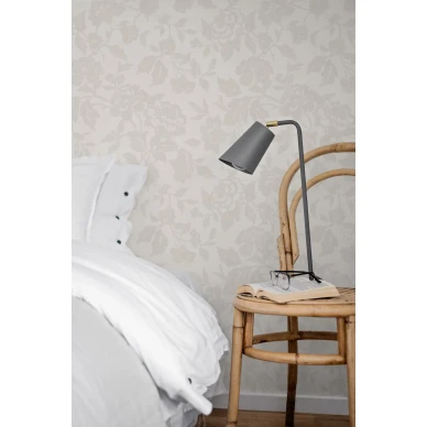 8608 beige harmaa romanttinen kukkatapetti makuuhuoneeseen Borastapeterilta kuva