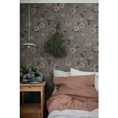 Marions Mural vihrea kukkatapetti makuuhuoneeseen Borastapeterilta kuva