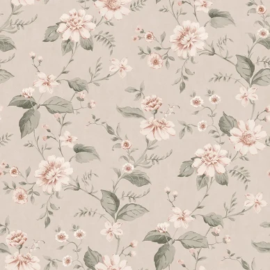 Lauras Cottage vaaleanpunainen kukkatapetti Borastapeterilta kuva
