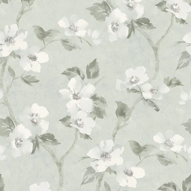Helens Flower turkoosi kukkatapetti Borastapeterilta kuva